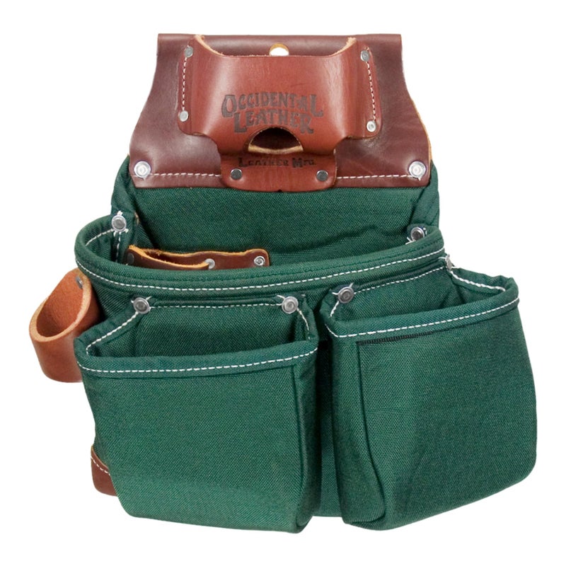 Occidental Leather OxyLights 3 Pouch Tool Bag with Tape Holder - Green, Left Hand - 10 Pockets & Tool Holders - Made in USA - Image 1
